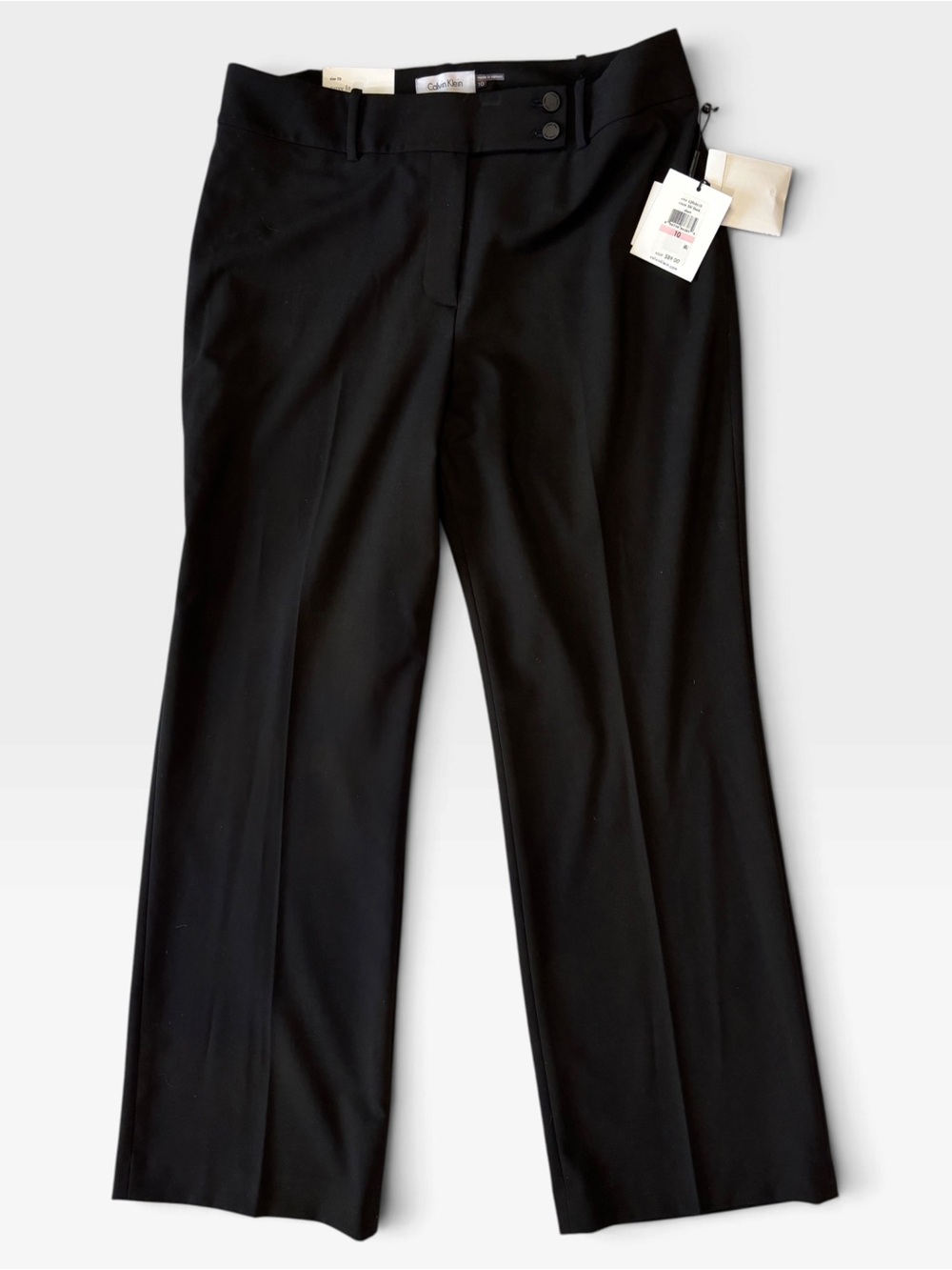 Calvin Klein Curvy Fit Black Dress Pants Size 10 Short NWT Stretch Trousers